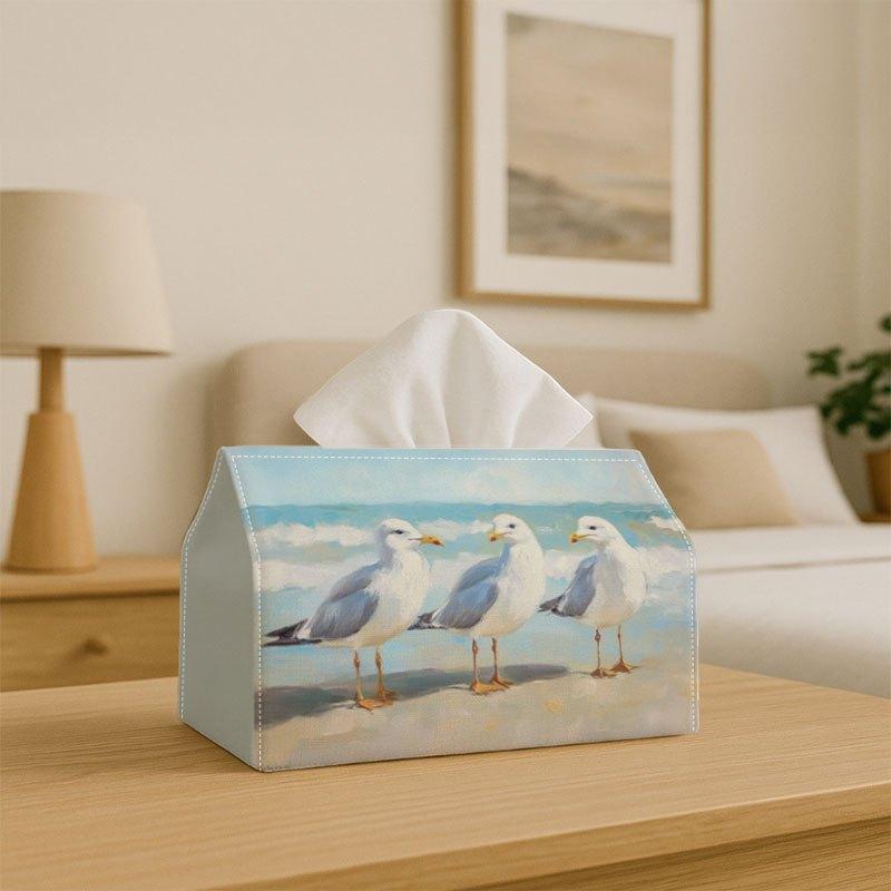 1pc Coastal Nautical Seagull Tissue Box And Storage Organizer - Spill-Resistant Tissue Dispenser with Easy-Clean Cover, Decorative Tissue Holder Suita