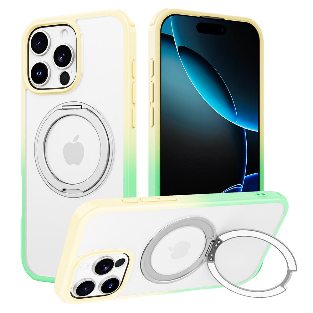 For iPhone 16 Pro Case Compatible with MagSafe Ring Kickstand TPU+PC Back Cover