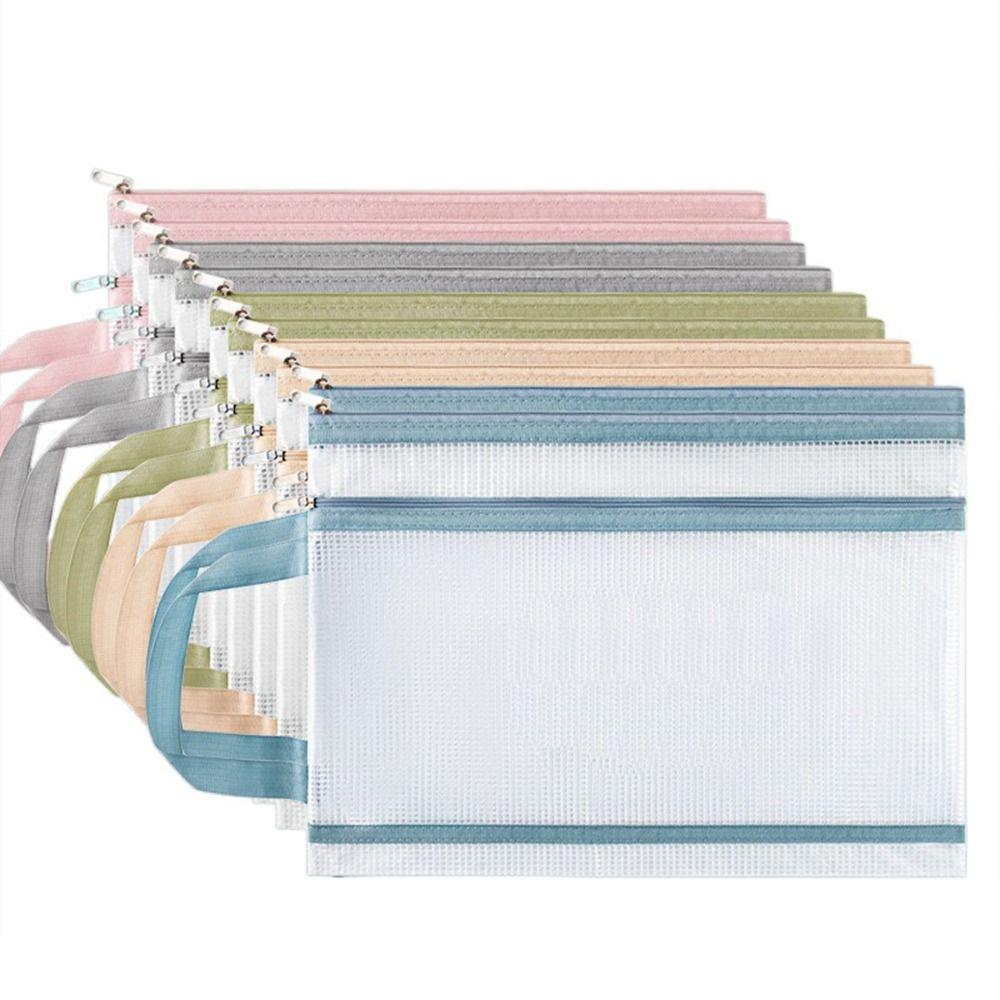 Transparent A4 File Folder Bag Waterproof Document Bag Mesh Zipper Storage Bag  School Office