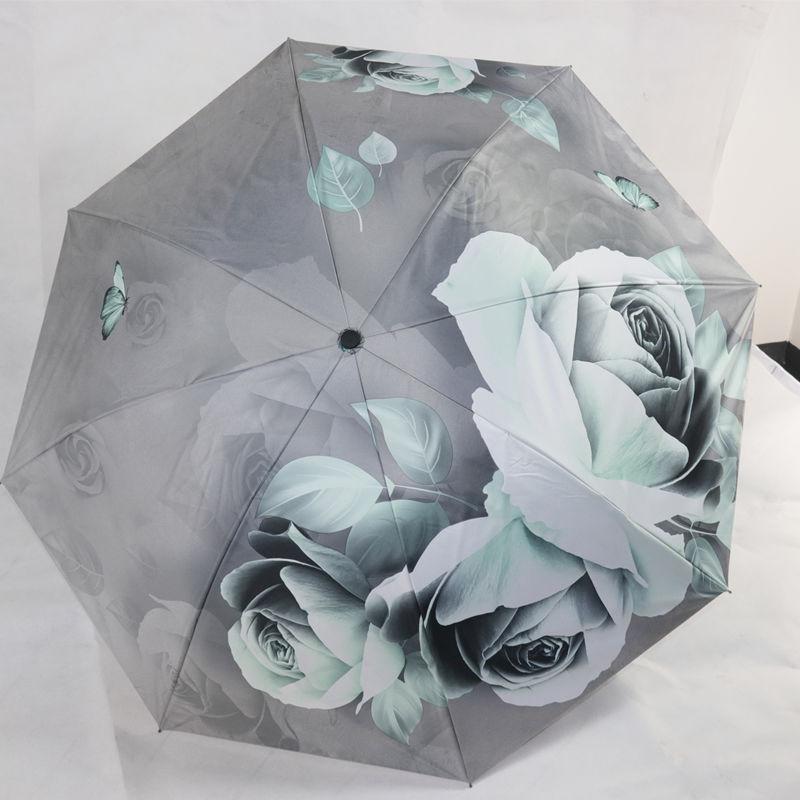 Утолщенный виниловый зонт, складной двусторонний зонт с принтом «солнечный дождь», зонтик двойного назначения, усиленный ветрозащитный зонт