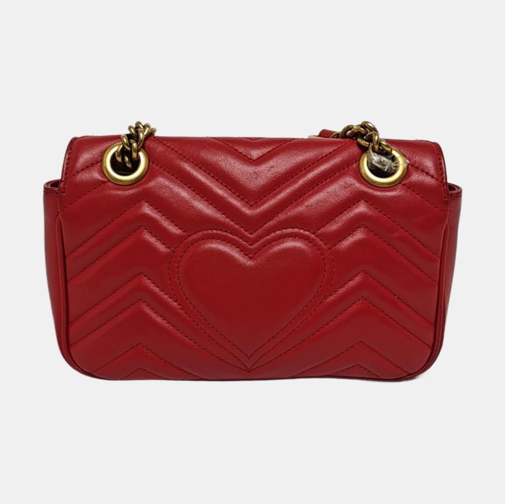 [Pre-Owned] Gucci GG Marmont Matelassé Mini Bag 'Red' - Very Good #1HDZEF8