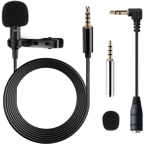 Lavalier Microphone, Professional Grade Omnidirectional Lapel Mic with Easy Clip On System, Ideal for Interviews, Video Conferencing, Podcasts, Voice