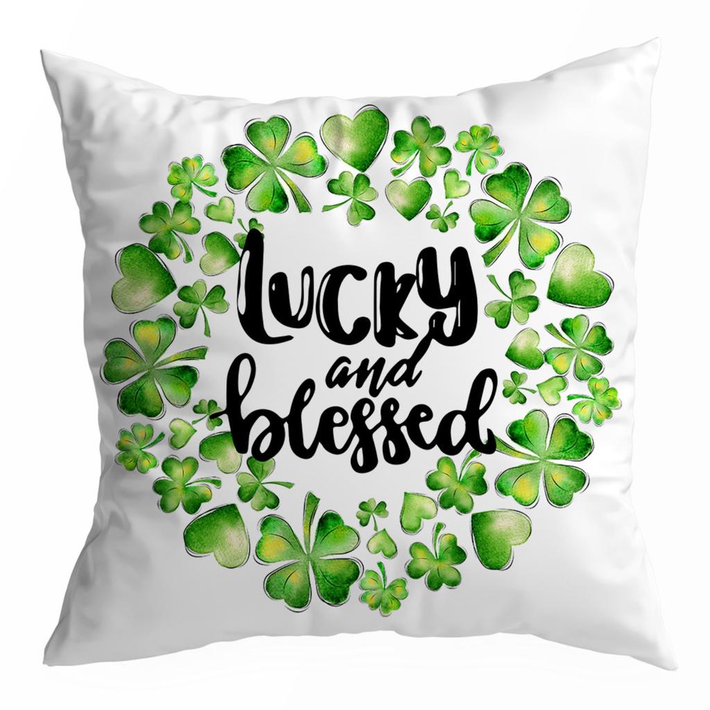 St. Patrick's Day Linen Throw Cover Irish Holiday Decorative Cushion Cover