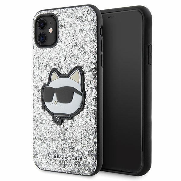 Etui do iPhone 11 Karl Lagerfeld Glitter Choupette Srebrne