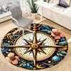 1 шт. Круглый ковер с цветочным узором-компасом для офиса, коврик для помещений, подходит для офиса, под офисные стулья, спальни, гостиной, домашнего декора, декора комнаты