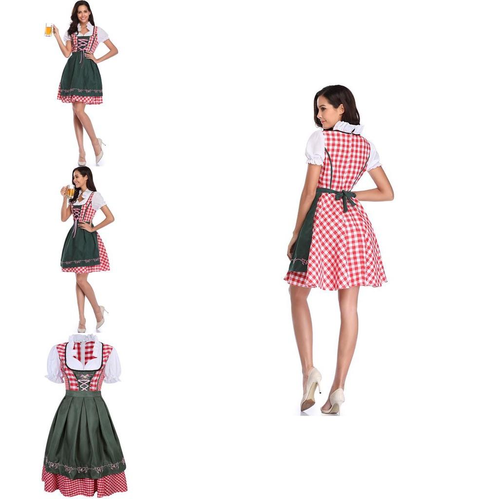 Authentic German Bavarian Ethnic Dirndl Beer Costume With A V-neck Design