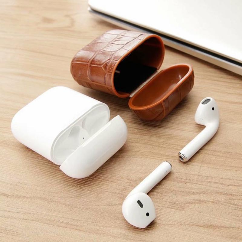 Чехол для наушников с каменным узором из кожи для AirPods 2, защитные аксессуары для наушников
