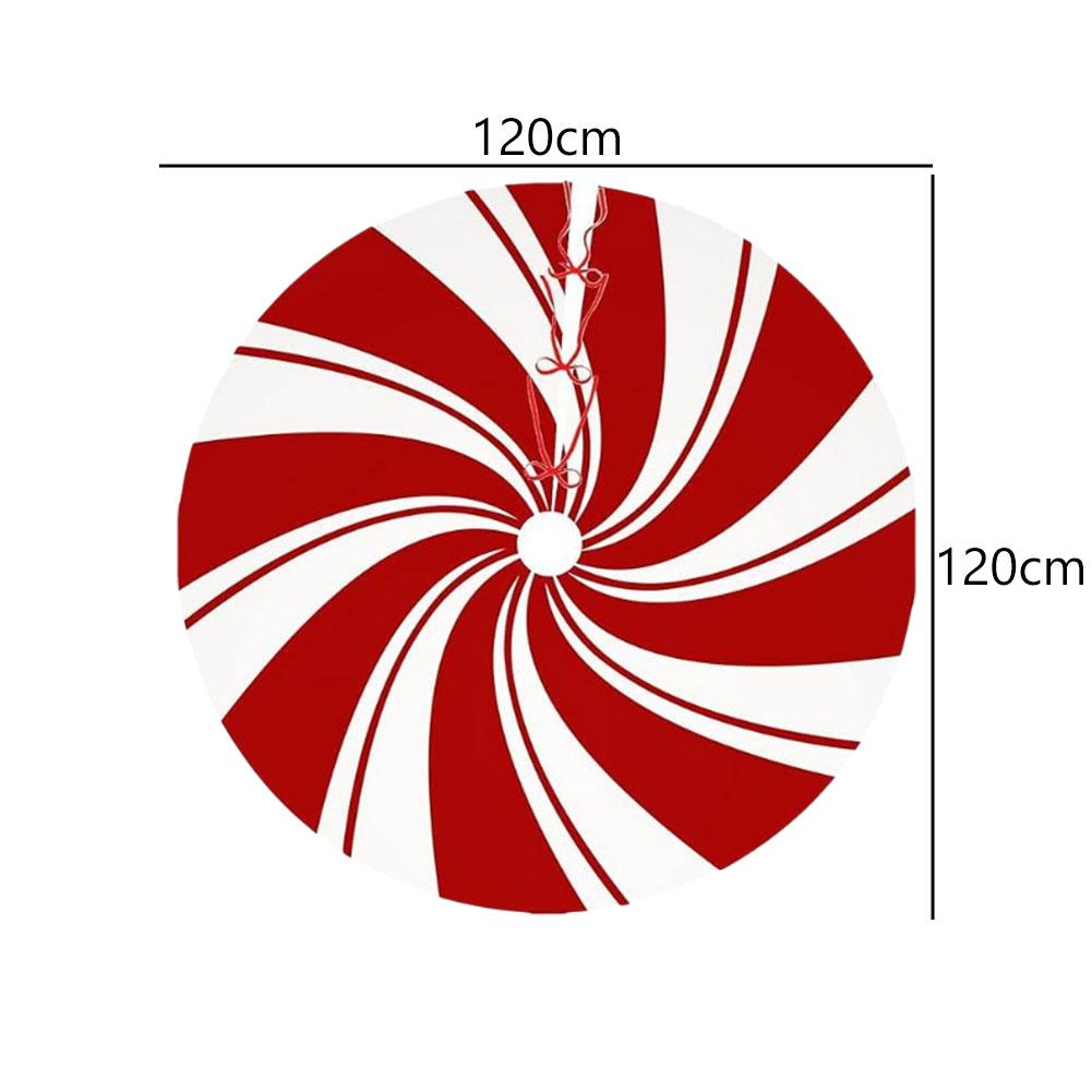 120cm Christmas Tree Skirt Red Swirl Peppermint Candy Snowman Reindeer Snowflake Xmas Home Party Decor Base Cover Carpet