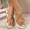 Fashion Floral Printing Flat Sandals for Women Summer 2025 New Lightweight Slip On Beach Shoes Woman Braided Band Sandals