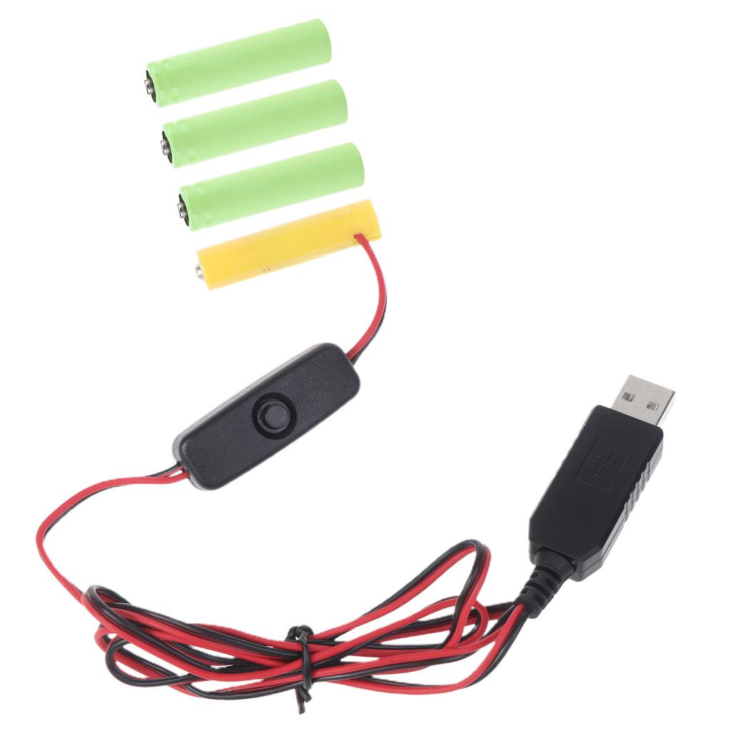 6 В LR6 AA фиктивная батарея AA Кабель для устранения батарей с переключателями Замена 4 шт. 1,5 В AA батарейки для светодиодного освещения