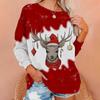 European and American Autumn Women's Hoodie Christmas Reindeer 3D Printed Long Sleeved Round Neck Women's Long Sleeved T-shirt