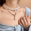 Multilayer Pearl Choker White Pearl Pendant Accessory Detchable Pearl Beaded Necklace  Party