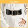 Square Fashion Metal Buckle Decorative Stone Texture Women Casual Wide Waistband
