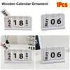 1Pcs Month Date Display Wooden Calendar Ornament Simple Craft Prop  Office Desktop Home Decoration