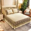 Luxury Wedding Bedding Set Super Soft Crystal Velvet Fleece Lace Ruffles Quilted Bed Skirt Mattress Cover Bedspread Pillowcases