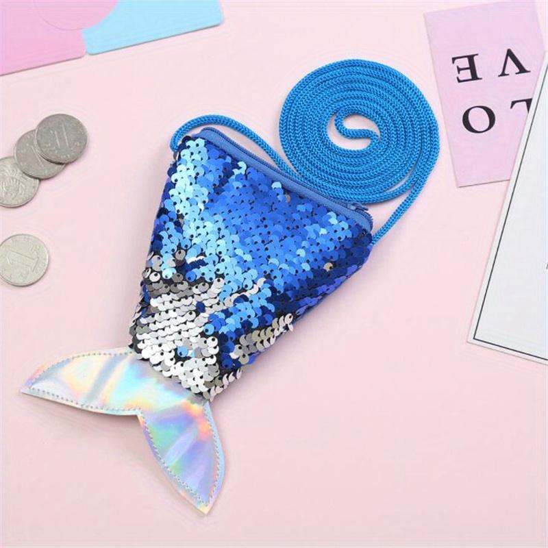 Women Mermaid Tail Sequins Coin Purse Girls Crossbody Bags Sling Money Change Card Holder Wallet Purse Bag Pouch For Kids Gifts