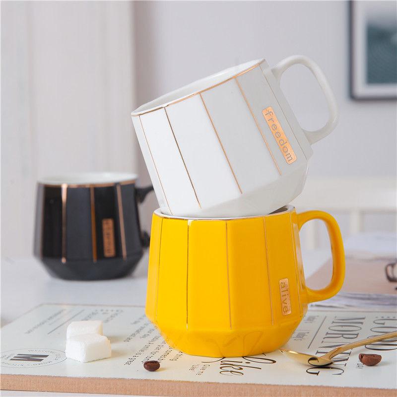 Раскрашенная в скандинавском стиле золотая кружка Кофейная чашка Сплошной цвет Керамическая чашка для воды Кофейная чашка Молочная чашка Чашка для завтрака