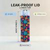 1PC Dense Bohemian Floral Seamless Print 750ml Color Plastic Sports Water Bottle Leakproof Flip Straw Lid Suitable for Sports Office Home Use