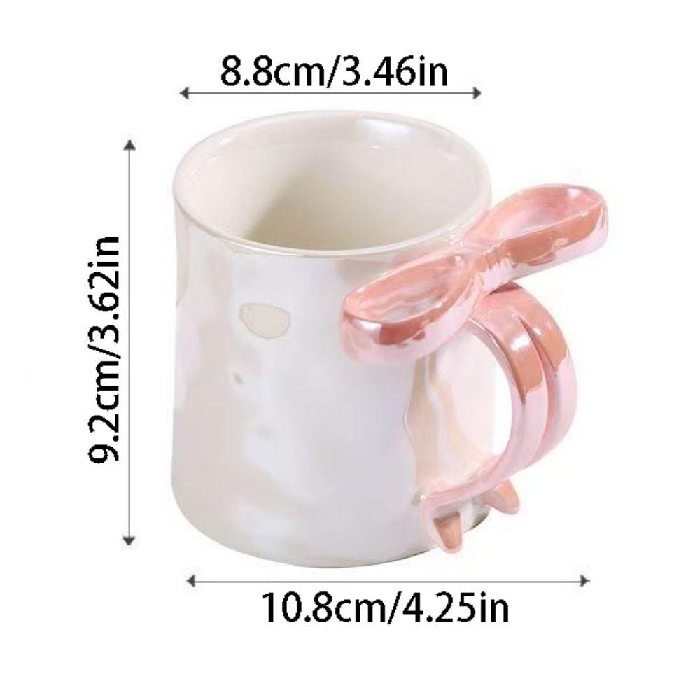INS Bowknot Ceramic Mug Exquisite Ceramic Coffee Cup Safe Milk Container Girl's Gift
