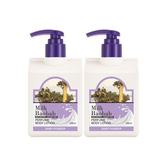 Milk Baobab Perfume Body Lotion Baby Powder Double Special (250ml+250ml)