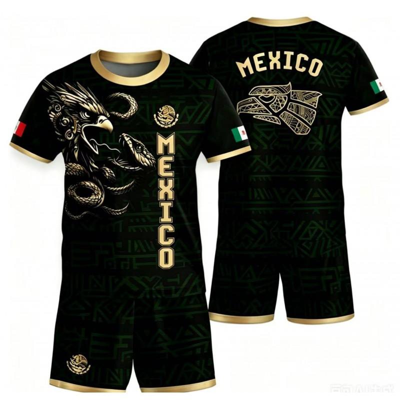 2026 Aztec Mexico Inspired Breathable 3D Digital Print Short Sleeve Soccer Jersey Casual Sport Tee Men
