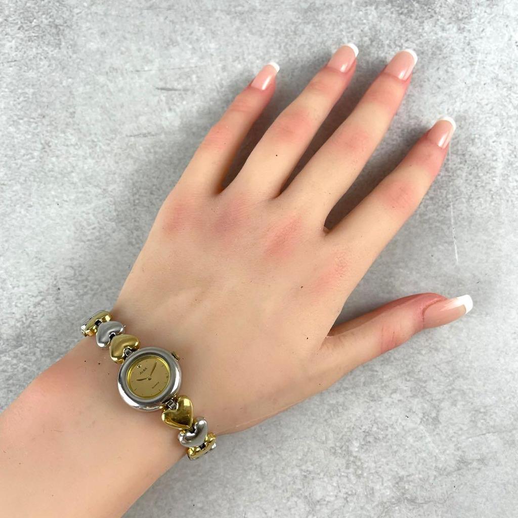 [USED] Working/SEIKO ALBA Quartz Wristwatch with Heart Shape