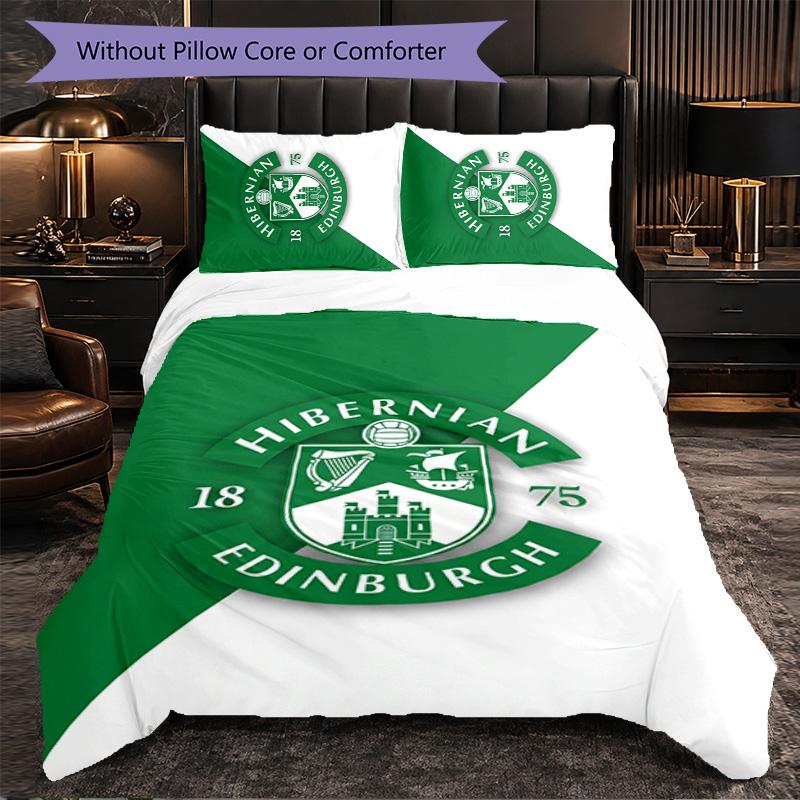 Hibernian FC Themed Bedding 3Pcs Duvet Cover Set Decorative Bed Linen For Teen Room Home Decoration