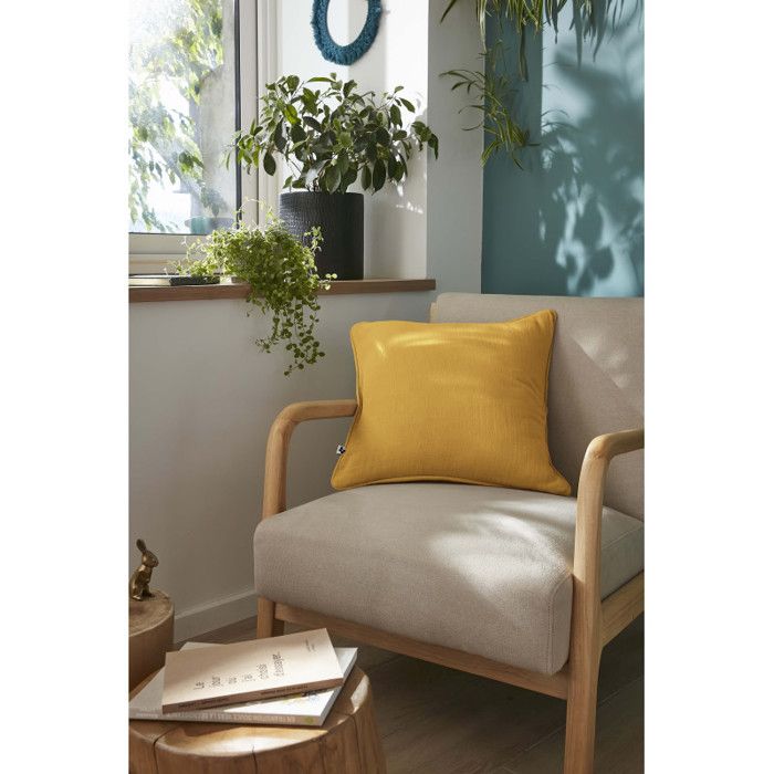Coussin déhoussable avec passepoil "Gaïa" 45 x 45 cm "Gaze de Coton" l'Effet Papillon