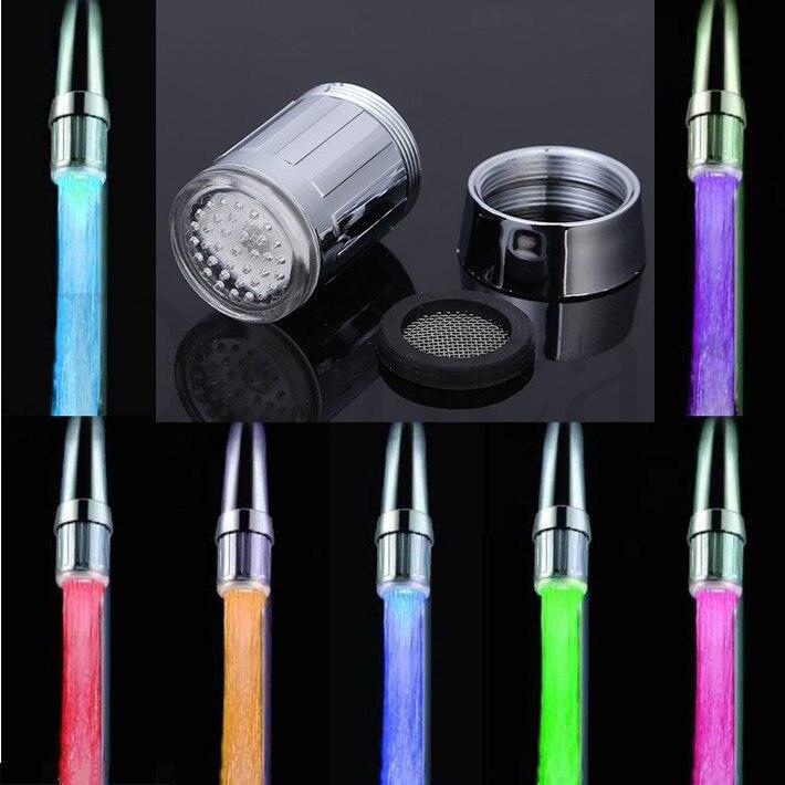 Светодиодная потоковая лампа для крана, 7 цветов, переменный свет, смеситель для душа, датчик давления, температура в ванной, кухонные аксессуары