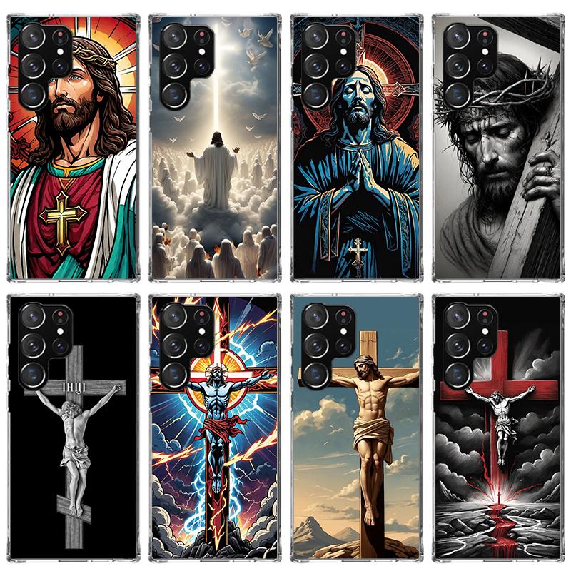 Christian Cross Design Phone Case For Samsung Galaxy S26 S25 Edge S24 S23 Ultra S22 Plus S21 S20 FE Soft TPU Back Cover Funda Ga