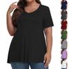 Womens Plus Size Tops Shorts Sleeve Shirts V Neck Casual Clothing Clothes Solid Color Tops