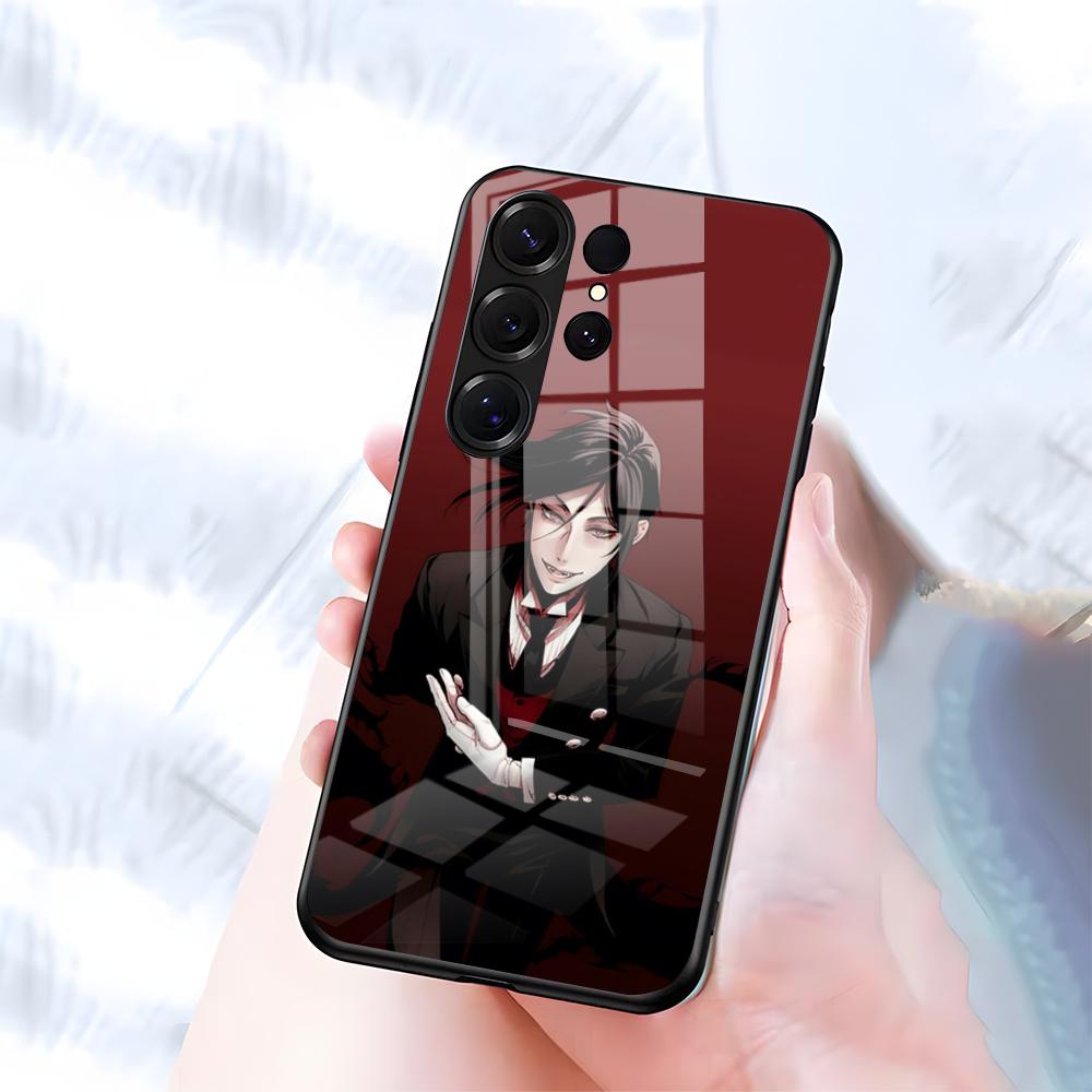 Чехол для телефона Черный дворецкий Для Samsung S26 S25 S24 FE S23 S22 S21 Plus S20 Ultra Note20Ultra Черный стеклянный чехол