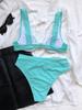 Women's Solid Color Sexy Bikini High Waist Two Piece Swimsuit