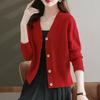 Женский вязаный кардиган среднего возраста, весна и осень, топ, вязаный свитер, кардиган, топ
