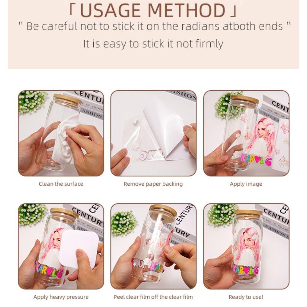 Водонепроницаемые обертывания для чашек 16 унций, натирающие наклейки для чашек, креативные 3D УФ-наклейки для переноса DTF