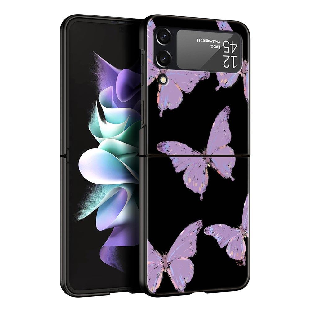 Чехол для телефона Z Flip 4 для Samsung Galaxy Z Flip 3 5G ZFlip3 Flip3 zflip Flip4, черный жесткий чехол для ПК, складной чехол в виде бабочки