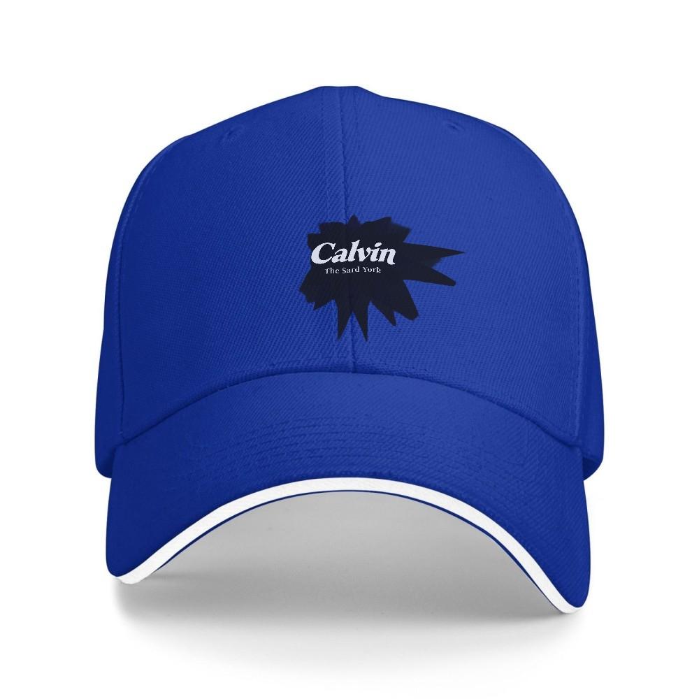 Calvin Minimalist Bold Italic White Text Baseball Cap for Men and Women Adjustable SnapOn Truck Cap Breathable Black and