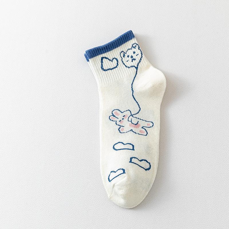 5 пар женских носков, летние тонкие хлопковые носки с короткими рукавами, милые женские средние носки-трубочки