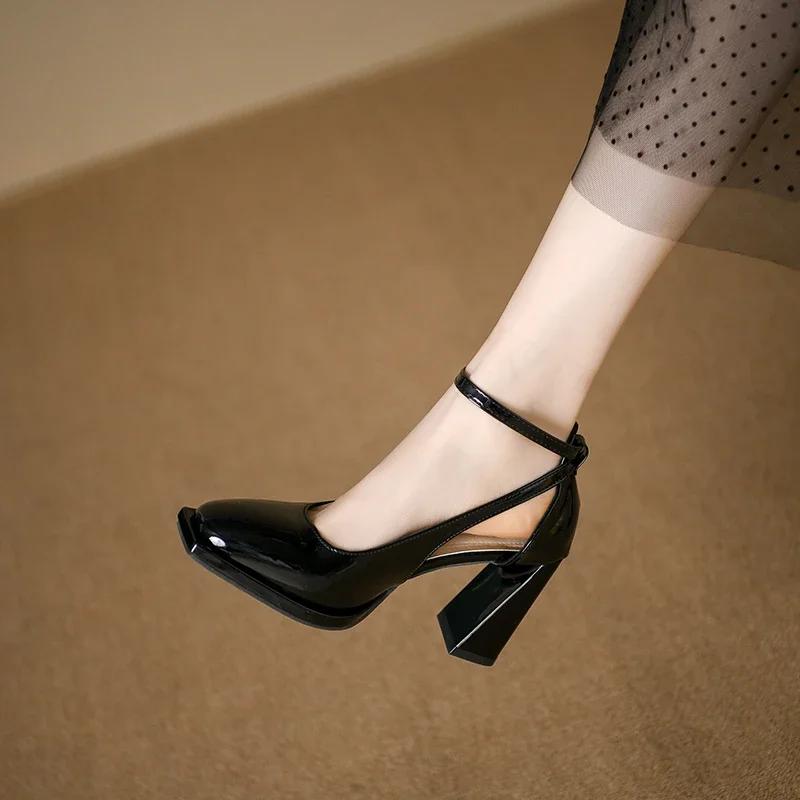 2024 Классические туфли Мэри Джейн Женские туфли Сексуальные туфли на высоком каблуке Квадратный носок Высокие каблуки Женские босоножки Вечерние свадебные туфли Zapatos