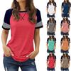 Повседневная женская повседневная футболка в стиле пэчворк с градиентом и короткими рукавами