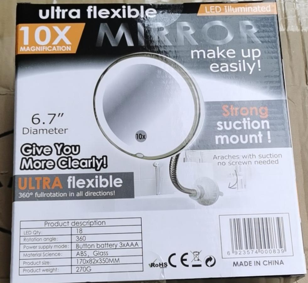 Upgraded 10X Magnifying LED Makeup Mirror with Three-Color Fill Light & USB Touch Switch