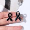 Melanoma Cancer Black Ribbon Pin Awareness Funerals Memorial Pin Black Bow Brooch Pin  Funeral
