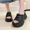 9 Cm Height Increase Slipper Women's Chunky Wedged Shoes Woman High Platform Solid Slides Punk Slipper Gothic Mules Beach Shoes