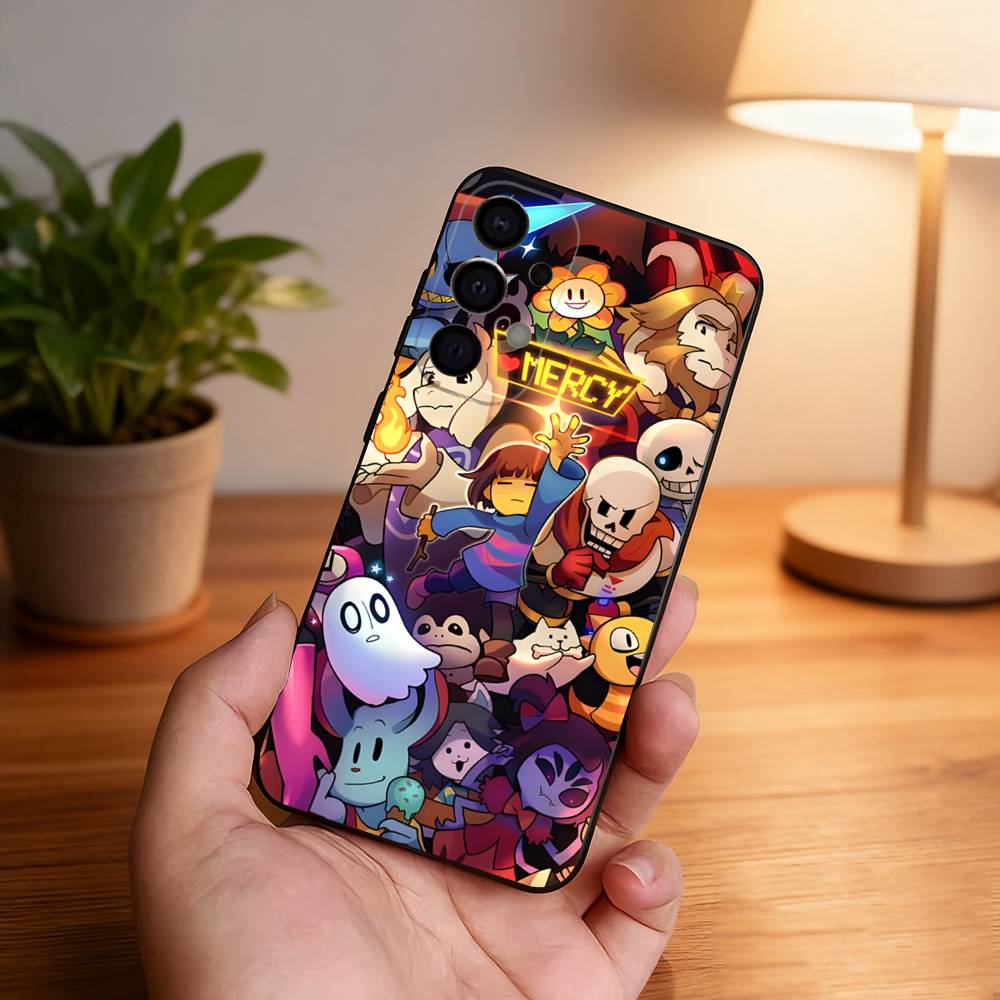 Чехол для телефона Samsung S26, S25, S24, S21, S22, S23, S30, Ultra, S20, Plus, Fe, Lite, 5G Черный, Игра U-Undertale-es