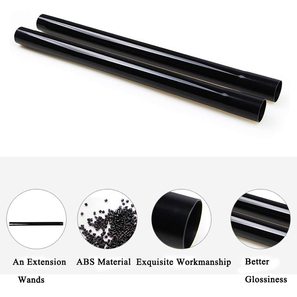 Universal Vacuum Cleaner Extension Tube 32mm Inner Diameter Plastic Flexible Hose Connector Black Set of 2