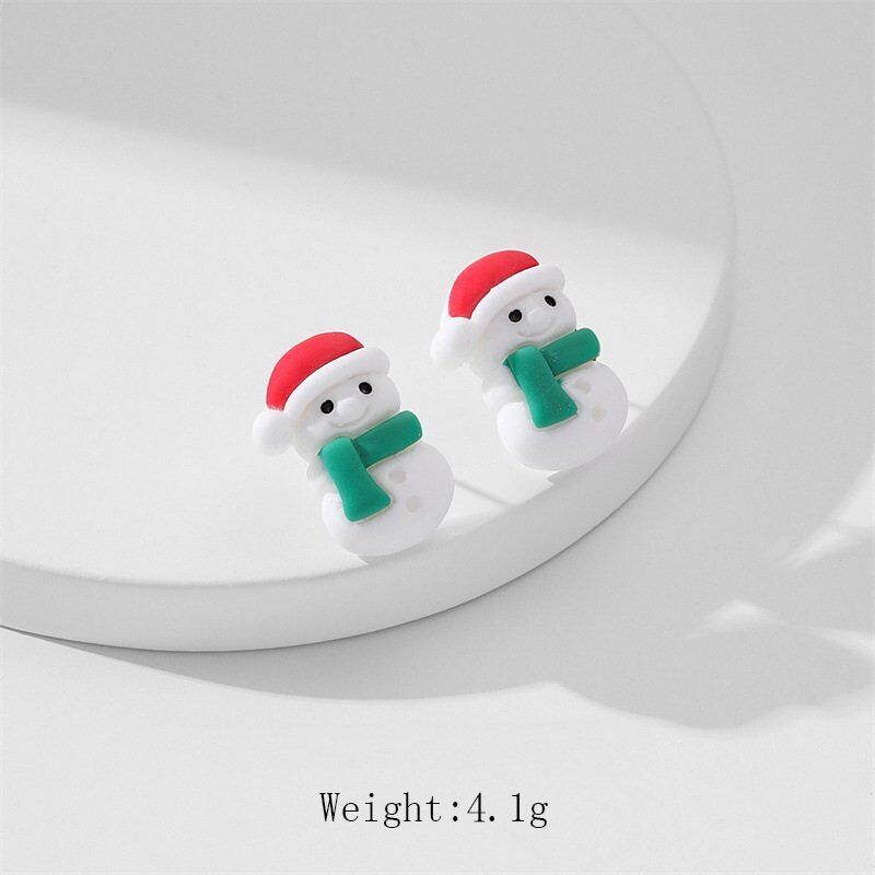 Прекрасные акриловые серьги-гвоздики с ушками Санта-Клауса и лося, женские украшения