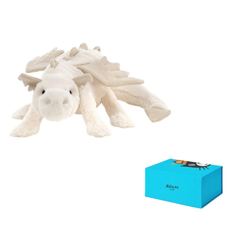 Jellycat Мифические Животные Снежный Дракон Забавная Белая Кукла Плюшевая Фигурка Высота 7см/12см/19см Длина 26см/50см/66см