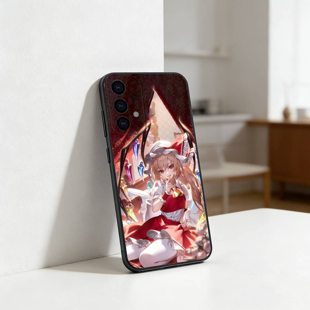 Чехол для телефона TouHou Project Фландр для Samsung S25,24,23,22,30,21,10,9,Ultra,Plus,Lite Мягкий черный чехол