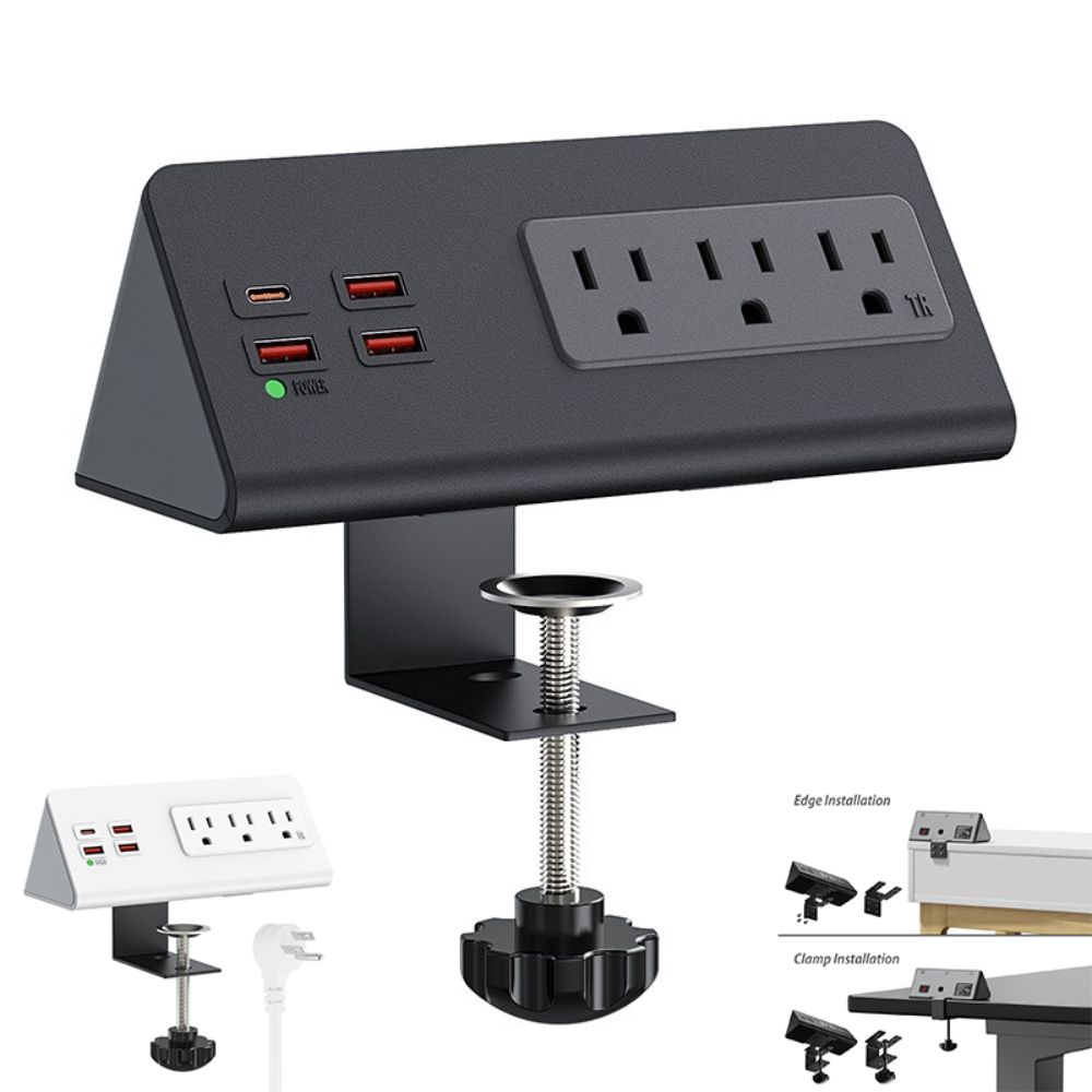 2 Meter Extension Cord Desk Clamp Power Strip PD 20W Power Outlets New Outlet Socket Office Home