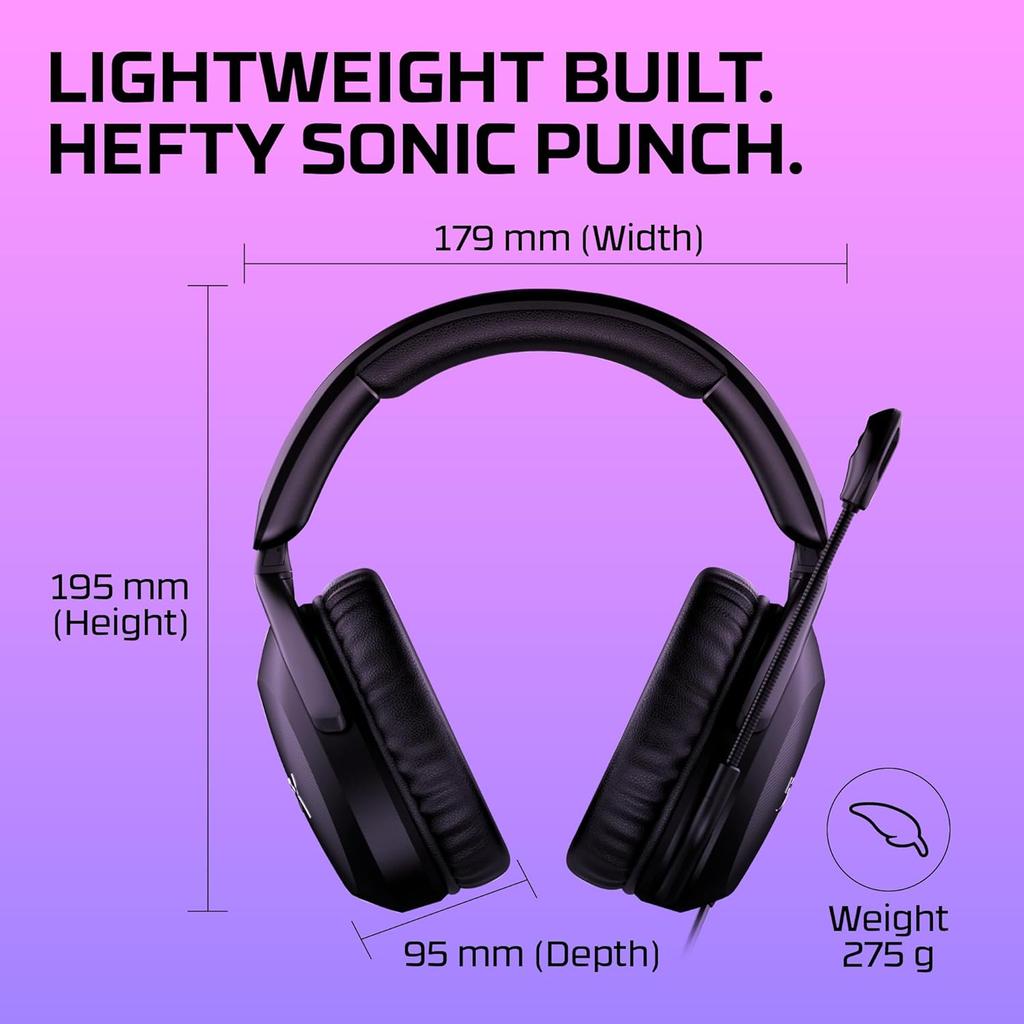 HYPERX Cloud Stinger 2 Gaming Headset DTS Headphone Lightweight Over-Ear Headset with Mic Swivel-to-Mute Function 50mm Drivers PC Compatible
